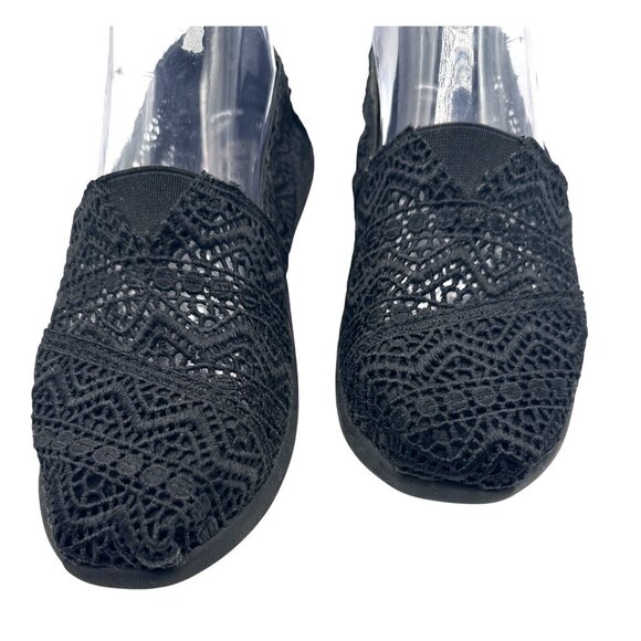 Skechers BOBS Size 7 Crochet Slip-On Flats Memory Foam Black - Picture 5 of 9